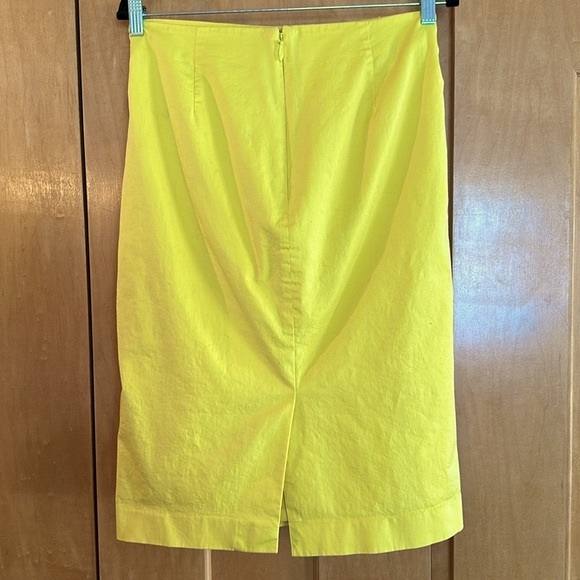 🌼 New York & Company pinup retro Mad Men yellow pencil skirt w/ bow large - Picture 2 of 3